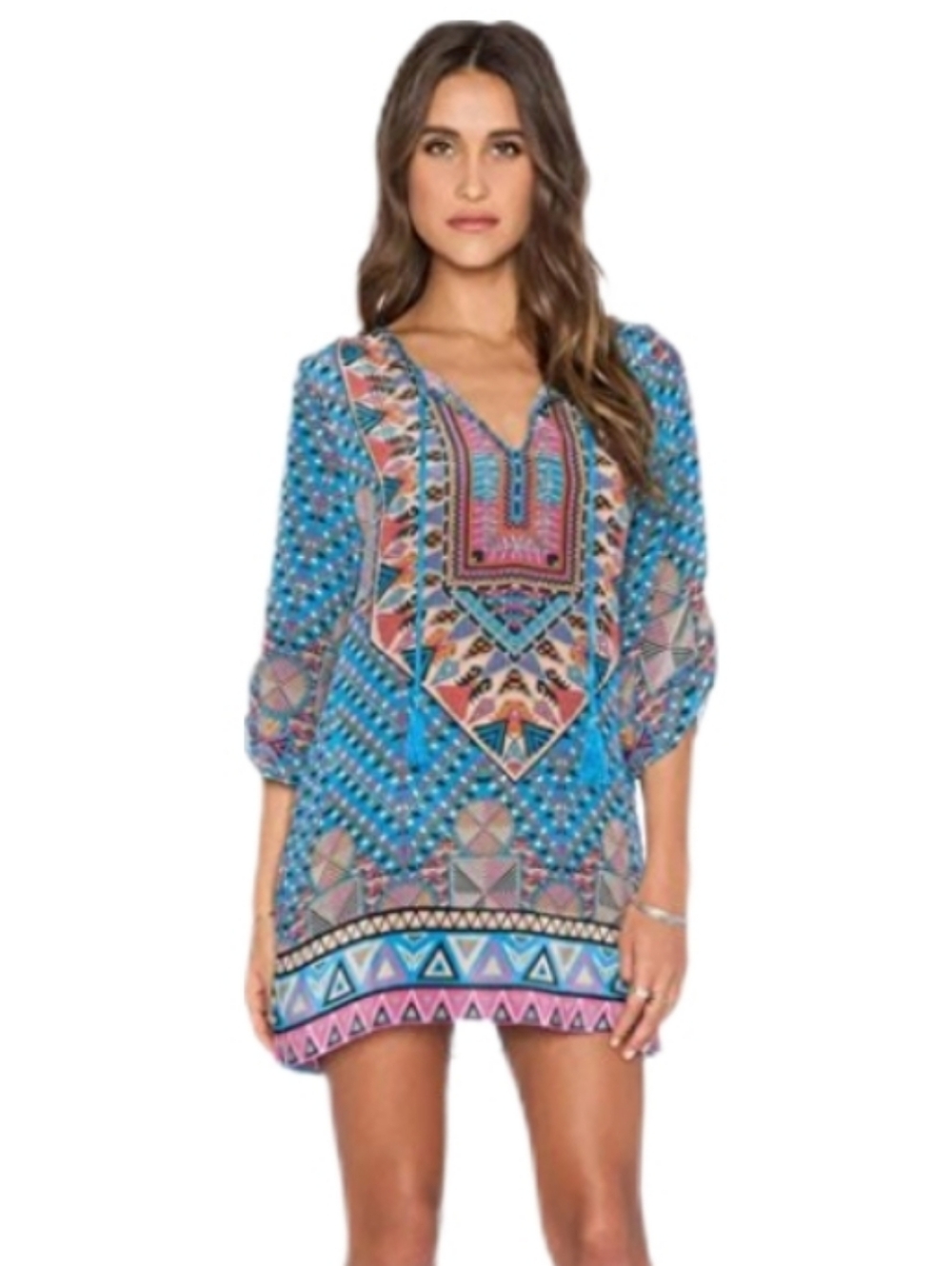 🆕 Feitong Bohemian Neck Tie Sundress XL